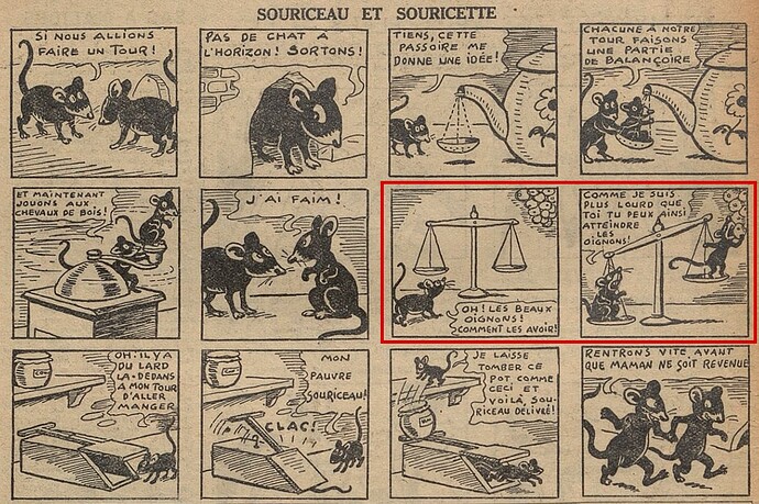 Fillette 1937 - n°1544 - page 14 - Souriceau et Souricette - 34 octobre 1937 (avec le gag cadré)