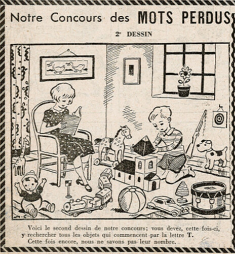 Ames Vaillantes 1938 - n°35 - page 8 - Concours des Mots Perdus (2e dessin) - 1er septembre 1938