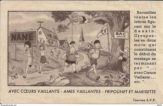2 - CP humoristique Coeurs Vaillants - Ames Vaillantes - Fripounet et Marisette