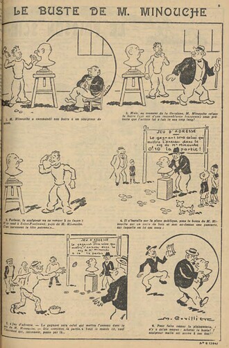 Pierrot 1929 - n°6 - page 5 - Le buste de M. Minouche - 10 février 1929