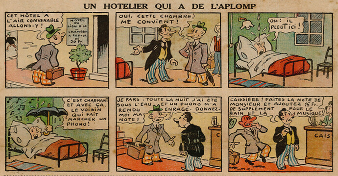 Pierrot 1936 - n°38 - page 1 - Un hôtelier qui a de l'aplomb - 20 septembre 1936