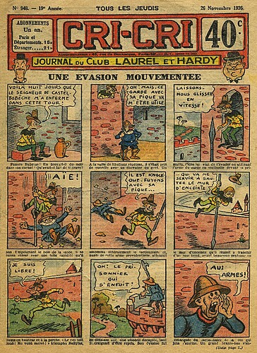 Cri-Cri 1936 - n°948 - page 1 - Une évasion mouvementée - 26 novembre 1936
