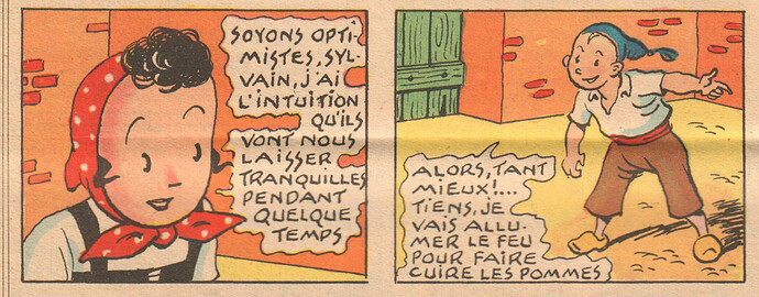 Fripounet et Marisette  1949 - n°23 - bande 3 cases 1 et 2 - 5 juin 1949 - page 8