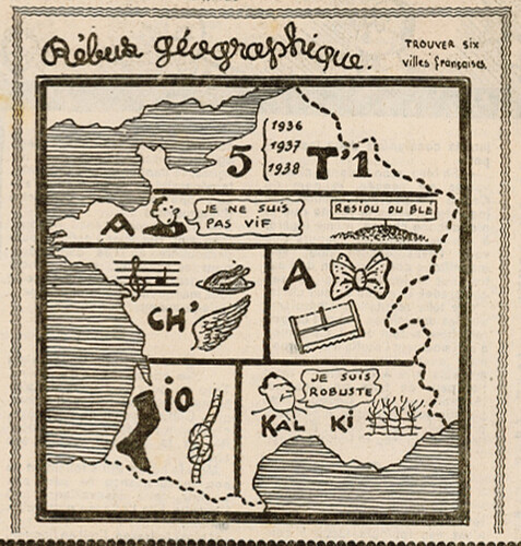 Ames Vaillantes 1940 - n°12 - page 4 - Rébus géographique - 21 mars 1940 - page