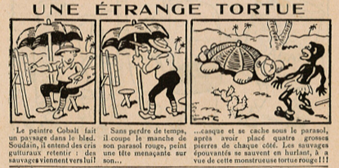 Almanach Pierrot 1935 - page 128 - Une étrange tortue