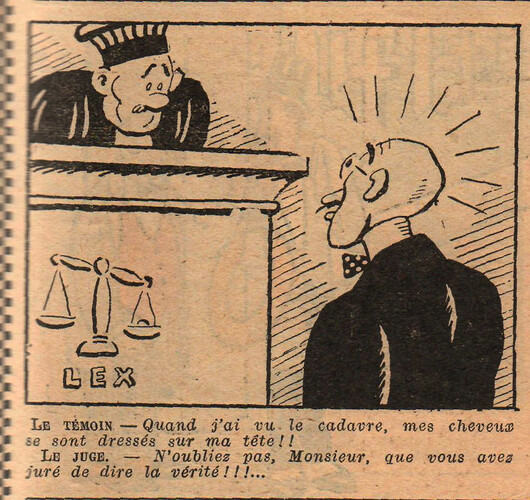Almanach National 1933 - 28 - samedi 6 mai 1933 - Le témoin - Quand j'ai vu le cadavre mes cheveux se sont dressés sur ma tête