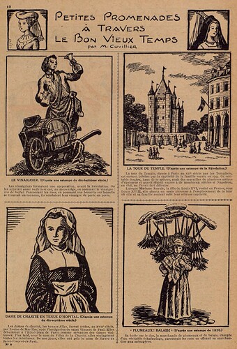 Lisette 1938 - n°9 - page 10 - Petites promenades à travers le Bon Vieux Temps - 27 février 1938