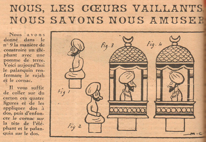 Coeurs Vaillants 1936 - n°11 - page 4 - Le palanquin avec le Rajah et le Cornac - 15 mars 1936