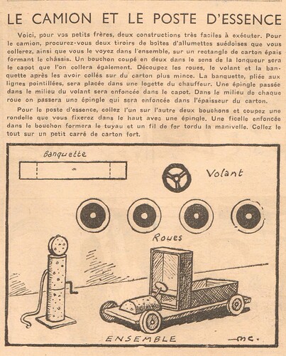 Coeurs Vaillants 1938 - n°39  - Le camion et le poste d'essence - 25 septembre 1938 - page 7