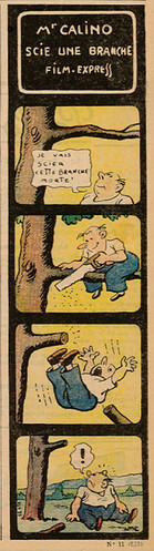 Pierrot 1936 - n°11 - page 5 - Mr CALINO scie une branche - Film Express - 15 mars 1936