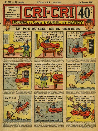 Cri-Cri 1937 - n°955 - page 1 - Le Pou-du Ciel de M. CUMULUS - 14 janvier 1937