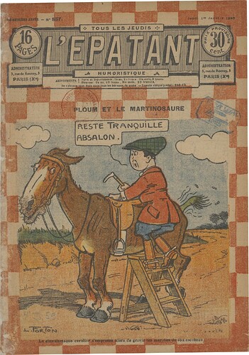 L'Epatant 1925 - n°857 - page 1 - Ploum et le Martinosaure - 1er janvier 1925