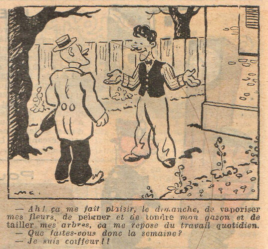Almanach National 1933 - 51 - vendredi 6 octobre 1933 - Ah ça me fait plaisr le dimanche de vaporiser mes fleurs