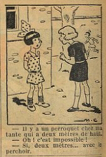 Fillette 1936 - n°1464 - page 10 - Il y a un perroquet chez ma tante qui a deux mètres de haut - 12 avril 1936