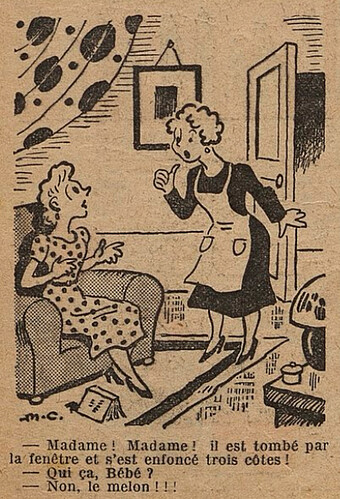 Fillette 1939 - n°1627 - page 15 - Madame ! Madame ! Il est tombé par la fenêtre - 28 mai 1939