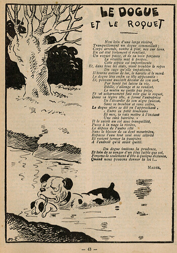 Almanach Petit Illustré 1931 - Le dogue et le roquet - page 43