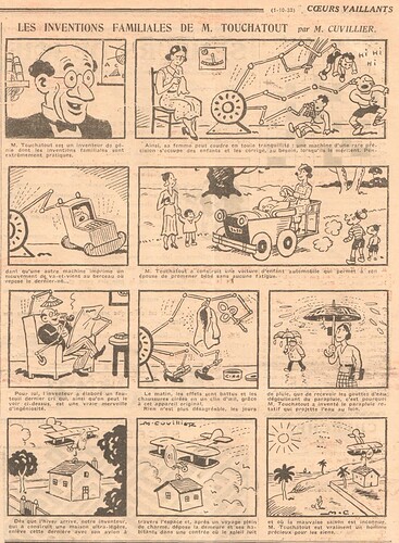 Coeurs Vaillants 1933 - n°40 - Les inventions familiales de M. Touchatout - 1er octobre 1933 - page 8