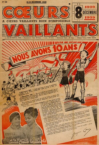 Coeurs Vaillants 1939 - n°50 - 8-10 décembre 1929 - Les 20 ans de Coeurs Vaillants - page 1