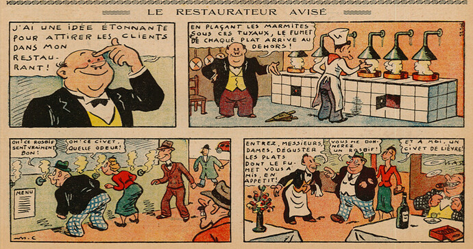 Pierrot 1936 - n°20 - page 1 - Le restaurateur avisé - 17 mai 1936