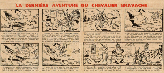 Coeurs Vaillants 1937 - n°2 - pages 4 et 5 - La dernière aventure du chevalier bravache - 10 janvier 1937
