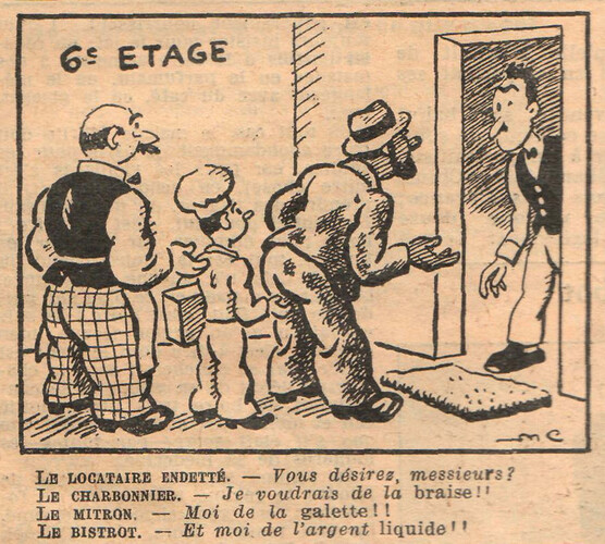 Almanach National 1933 - 20 - samedi 15 avril 1933 - Le locataire endetté - Vous désirez messieurs