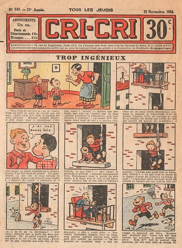 Cri-Cri 1934 - n°843 - page 1 - Trop ingénieux  - 22 novembre 1934