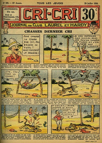 Cri-Cri 1936 - n°930 - page 1 - Chasses dernier cri - 23 juillet 1936
