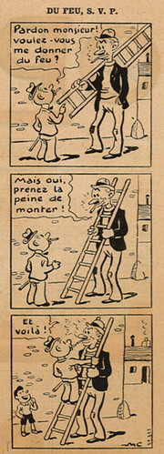 Pierrot 1937 - n°37 - page 2 - Du feu, S.V.P. - 12 septembre 1937