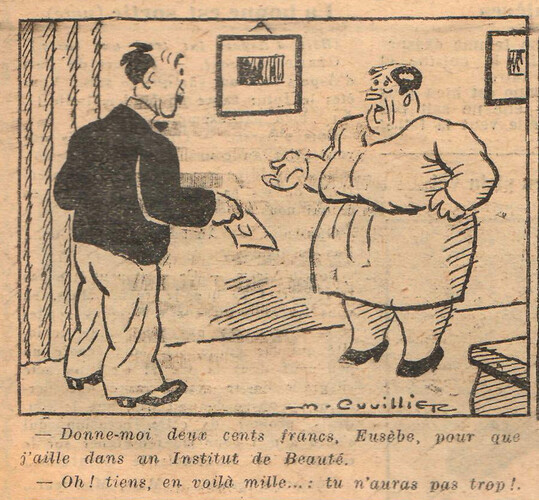 Almanach National 1933 - 9 - mercredi 1er février 1933 - Donne-moi deux cents francs Eusèbe pour que j'aille dans un institut de beauté