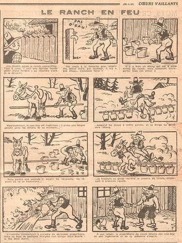 Coeurs Vaillants 1934 - n°18 - page 8 - Le ranch en feu- 29 avril 1934