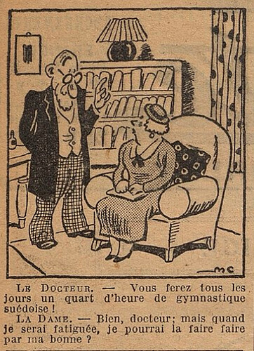 Fillette 1938 - n°1559 - page 2 - Le docteur - Vous ferez tous les jours un quart d'heure de gymnastique suédoise - 5 février 1938
