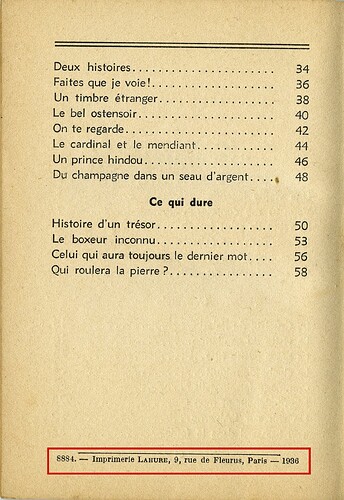 Henri Guesdon - Le combat de chaque jour - 1936 - 2e série - page 62 - Table des matières (suite)- avec cadrage