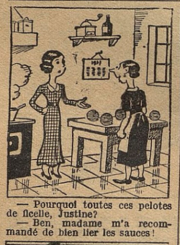 Fillette 1937 - n°1525 - page 12 - Pourquoi toutes ces pelotes de ficelle Justine - 13 juin 1937