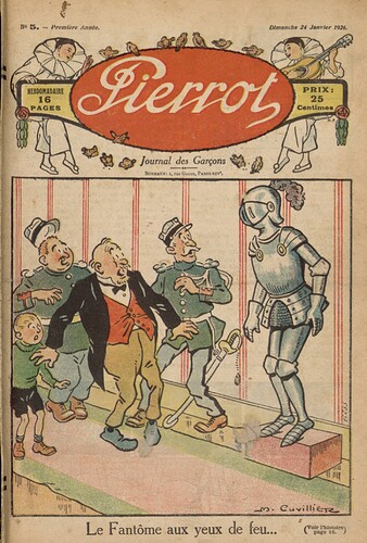 Pierrot 1926 - n°5 - page 1 - Le fantôme aux yeux de feu - 24 janvier 1926