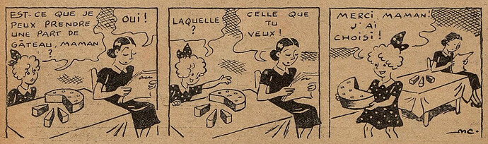 Fillette 1939 - n°1632 - page 15 - Est-ce que je peux prendre une part de gâteau Maman - 2 juillet 1939
