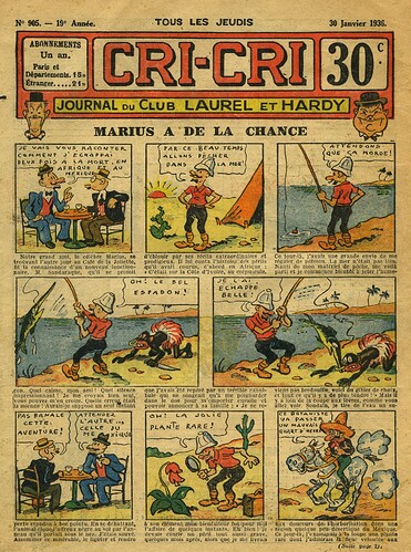 Cri-Cri 1936 - n°905 - page 1 - Marius a de la chance - 30 janvier 1936