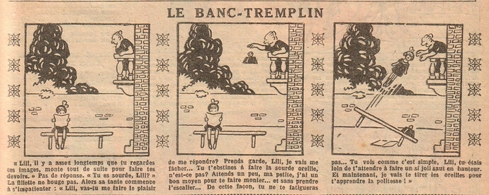Fillette 1928 - n°1038 - page 11 - Le banc-tremplin - 12 février 1928