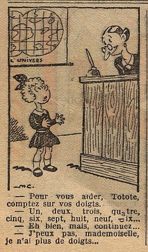 Fillette 1937 - n°1518 - page 10 - Pour vous aider, Totote, comptez sur vos doigts - 25 avril 1937