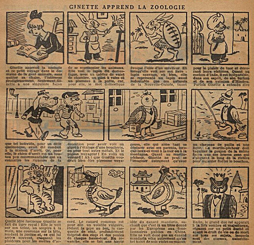Fillette 1935 - n°1408 - page 7 - Ginette apprend la zoologie - 17 mars 1935