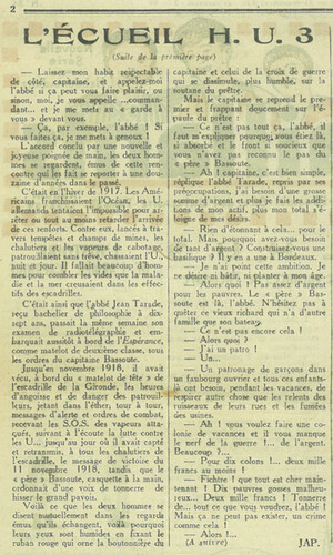Coeurs Vaillants 1930 - n°34 - 27 juillet 1930 - page 2 (suite du début du roman L'écueil H.U.3)