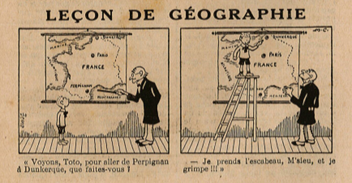 Almanach Pierrot 1929 - page 30 - Leçon de géographie