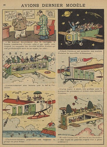 Guignol 1936 - n°3 - page 46 - Avions dernier modèle - 19 janvier 1936