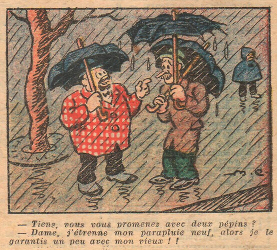 Almanach National 1933 - 16 - samedi 11 mars 1933 - Tiens vous vous promenez avec deux pépins