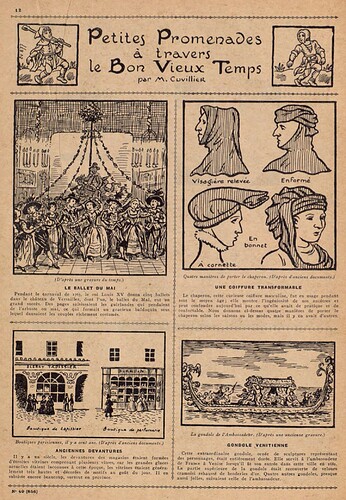 Lisette 1937 - n°49 - page 12 - Petites Promenades à travers le Bon Vieux Temps - 5 décembre 1937
