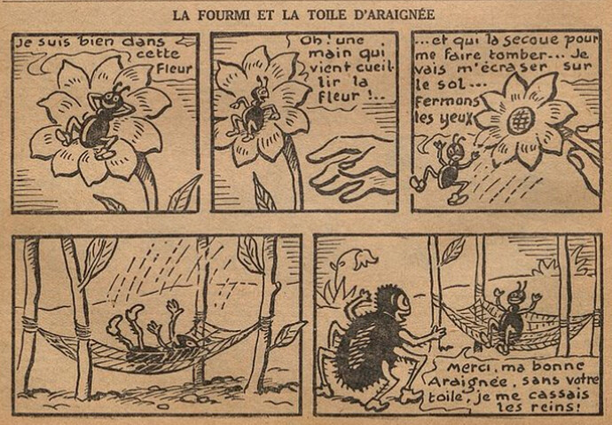Fillette 1938 - n°1578 - page 4 - La fourmi et la toile d'araignée - 19 juin 1938