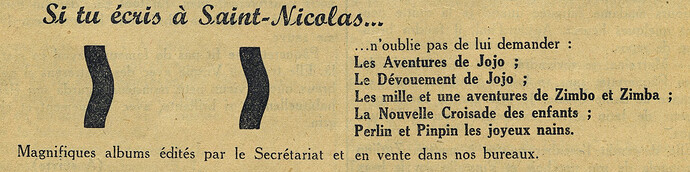 L'Enfant de Choeur 1948 - n°7 - 14 novembre 1948 - page 109 (albums de Perlin et Pinpin et de Zimbo et Zimba)