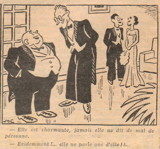 Almanach National 1933 - 62 - dimanche 10 décembre 1933 - Elle est charmante jamais elle ne dit de mal de personne