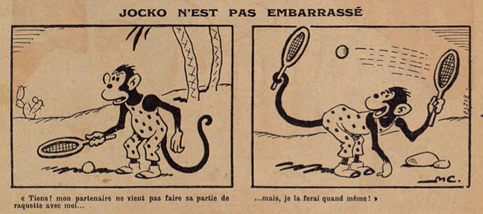 Lisette 1938 - n°8 - page 2 - Jocko n'est pas embarrassé - 20 février 1938