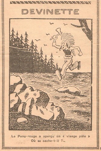 Coeurs Vaillants 1932 - n°11 - Page 5 - Devinette - Où se cache le visage pâle - 13 mars 1932