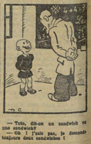 Fillette 1931 - n°1205 - page 6 - Toto dit-on un sandwich ou une sandwich - 26 avril 1931